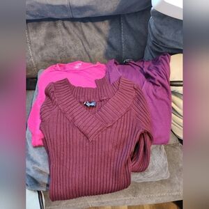 Bundle 3 Tops Stylish Burgundy and Pink Women's SZ Small Good Condition
